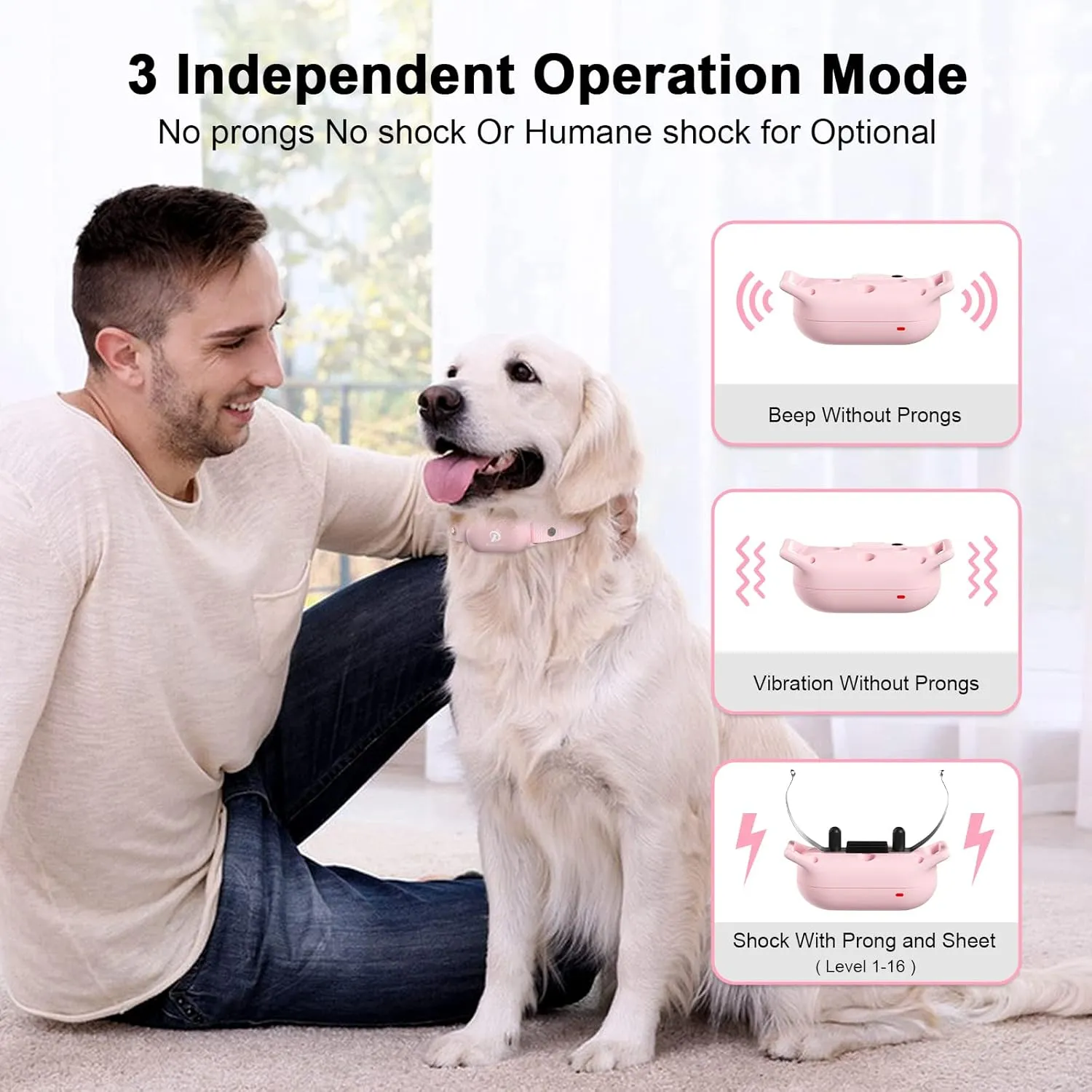 Bousnic Dog Training Collar with Remote - 1000ft Dog Shock Collar for 10-120lbs Small Medium Large Dog Waterproof Rechargeable e Collar with Beep/Vibrate/Safe Shock(1-16) Modes