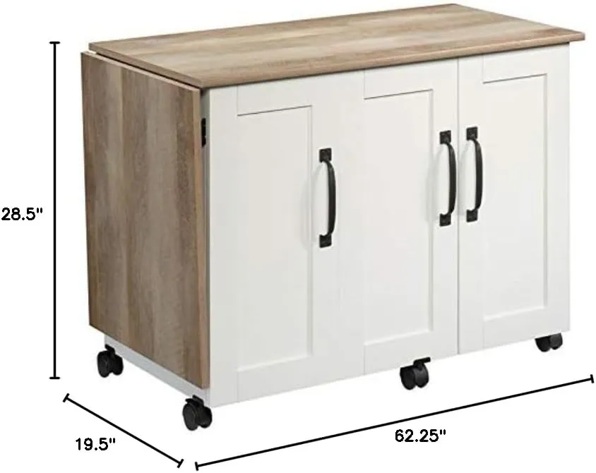 BOWERY HILL Contemporary Engineered Wood Sewing Craft Table in Soft White