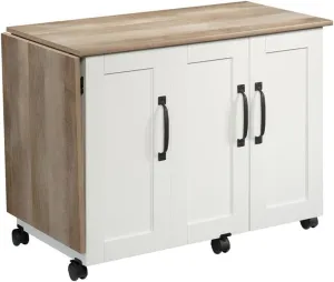 BOWERY HILL Contemporary Engineered Wood Sewing Craft Table in Soft White