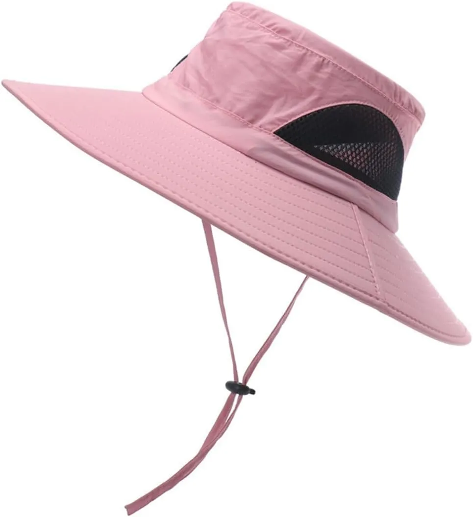 Breathable Summer Wide Brim Mesh Bucket Hat Packable Men Women Sun Hat Fishing Boonie Hat Adjustable Sun Cap