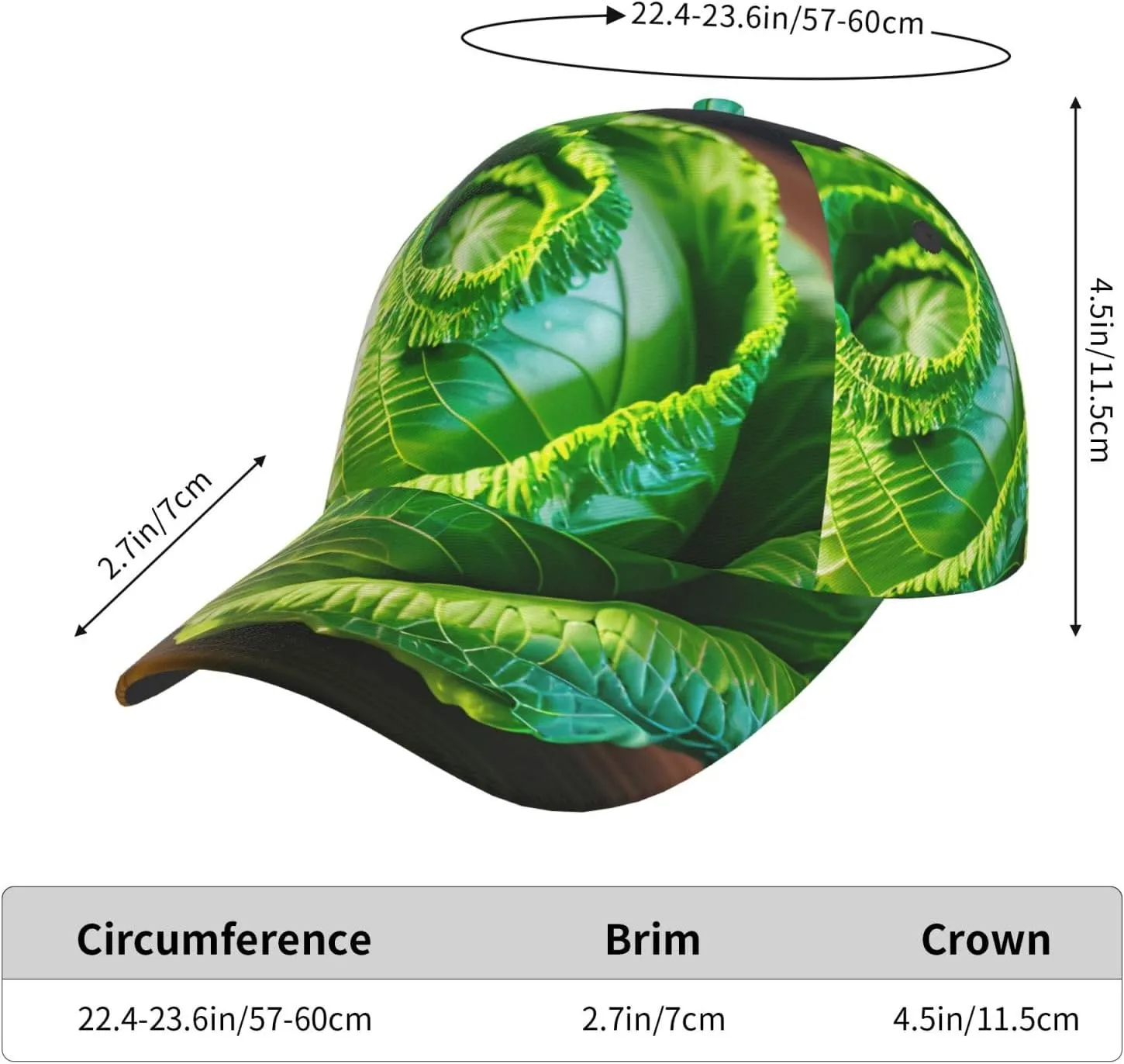 Bright Cabbage Baseball Cap Adjustable Size for Running Workouts and Outdoor Activities All Seasons