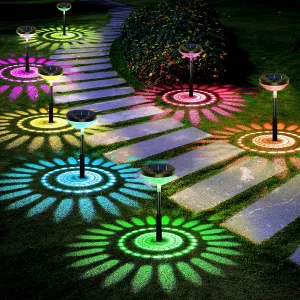 Bright Solar Pathway Lights 6 Pack,Color Changing Warm White LED Solar Lights Outdoor,IP67 Waterproof Solar Path Lights,Solar Powered Garden Lights for Walkway Yard Backyard Lawn Landscape Decor