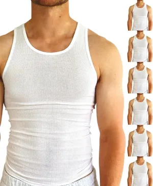 BROOKLYN VERTICAL Mens 6-Pack Tank Tops | Moisture-Wicking Ribbed Lightweight Undershirts
