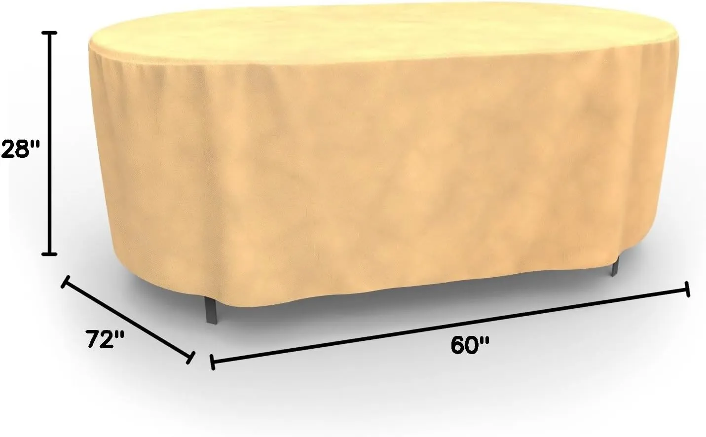 Budge P5A20SF1 All Seasons Oval Patio Table Cover Lightweight, UV-Resistant, Medium, Tan, Medium - 28"H x 72"L x 42"W