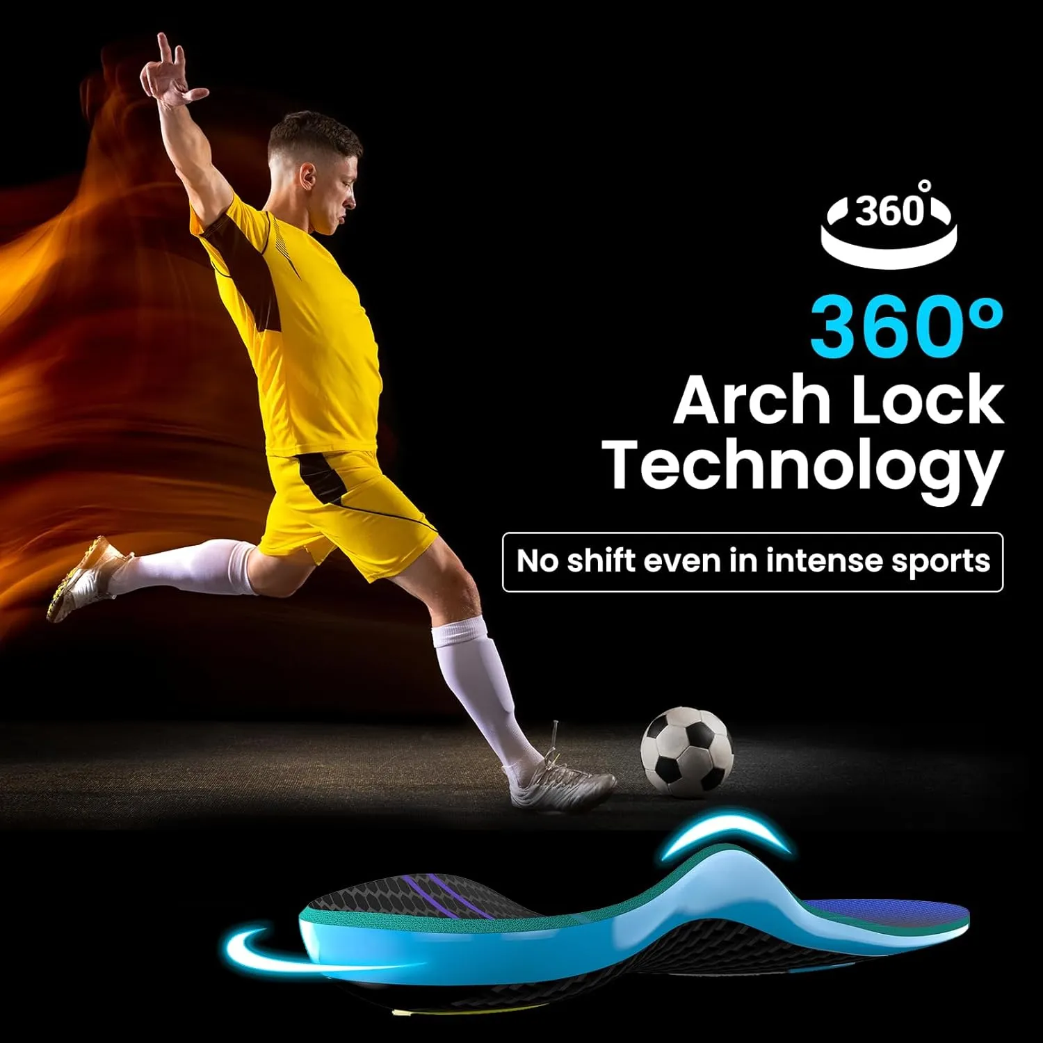 Bukihome Carbon Fiber Insoles -（1 Pair） High Arch & Rigid Support - Extra Energy Return - Non-Cleated Shoes - Running, Hiking - Injury Prevention - Volleyball, Basketball, Racquet Sports - S
