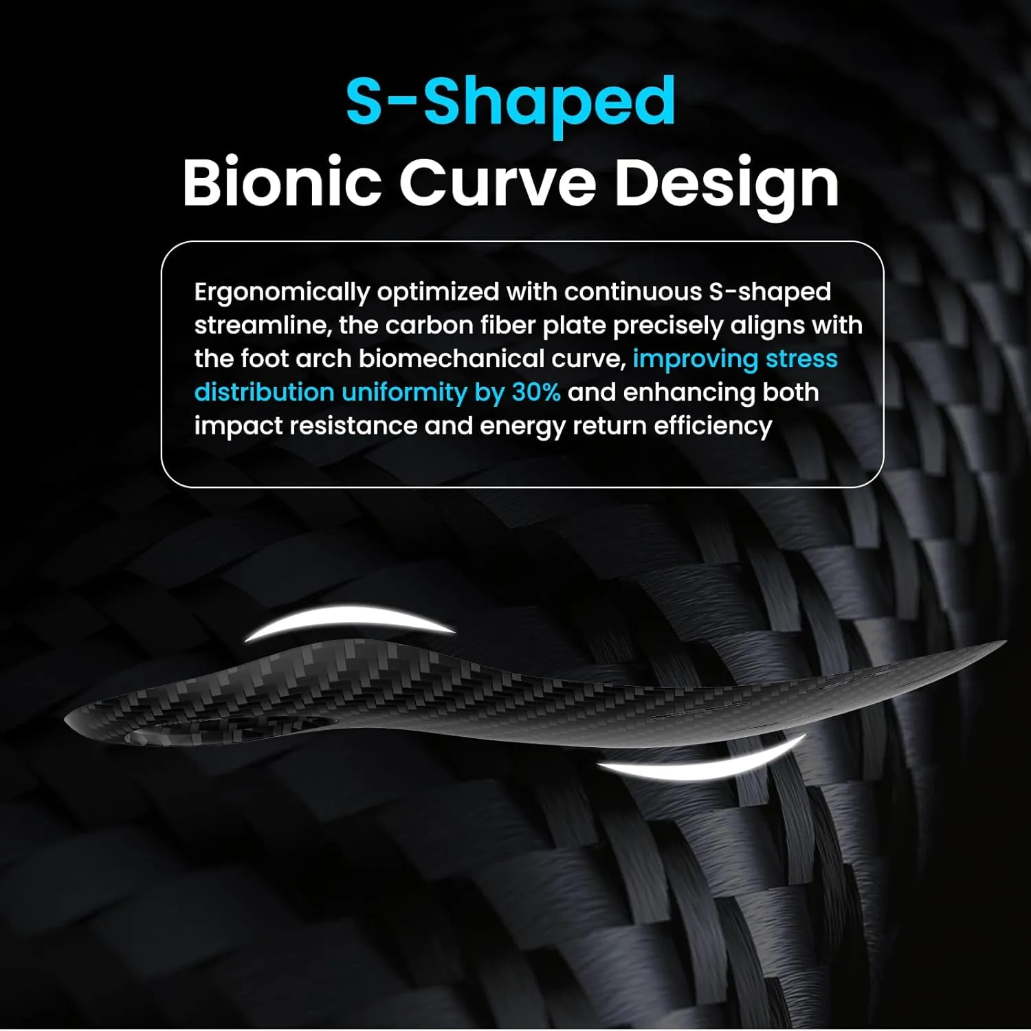 Bukihome Carbon Fiber Insoles -（1 Pair） High Arch & Rigid Support - Extra Energy Return - Non-Cleated Shoes - Running, Hiking - Injury Prevention - Volleyball, Basketball, Racquet Sports - S