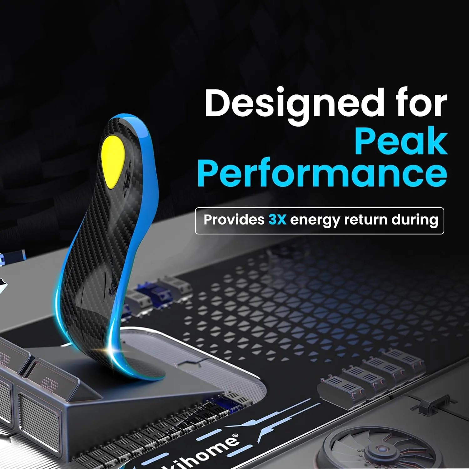 Bukihome Carbon Fiber Insoles -（1 Pair） High Arch & Rigid Support - Extra Energy Return - Non-Cleated Shoes - Running, Hiking - Injury Prevention - Volleyball, Basketball, Racquet Sports - S