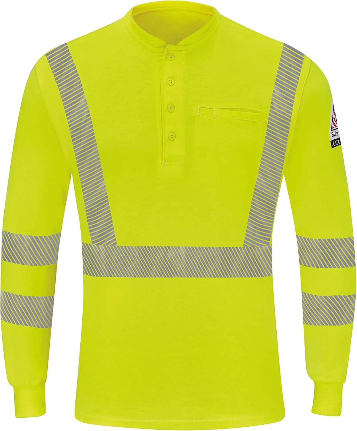 Bulwark FR Men's Hi-Visibility Lightweight Long Sleeve Henley