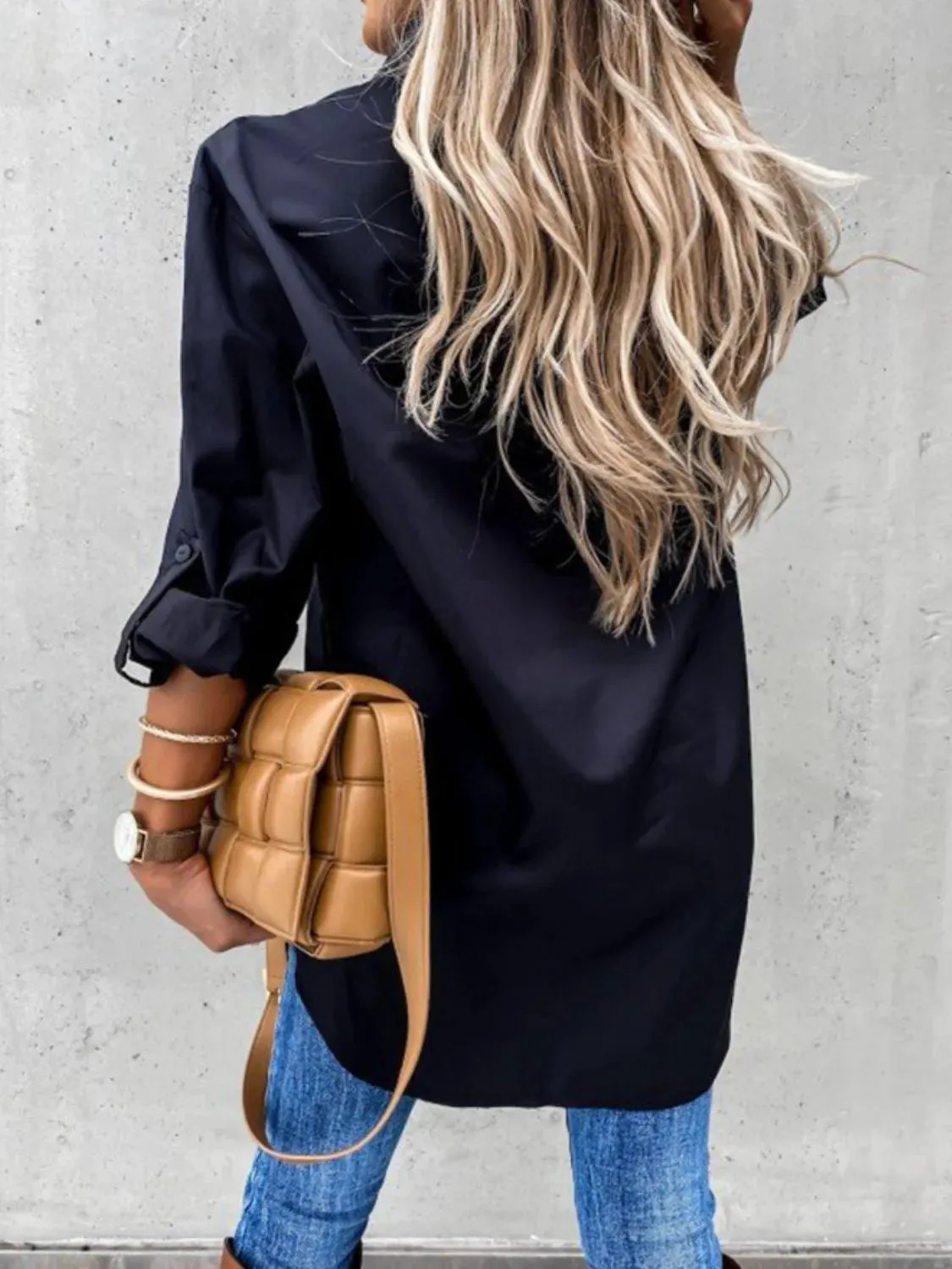 Button Up Roll-Tab Sleeve Shirt