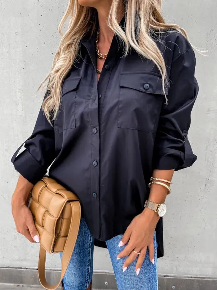 Button Up Roll-Tab Sleeve Shirt