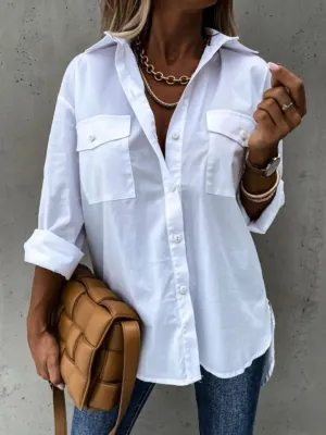 Button Up Roll-Tab Sleeve Shirt