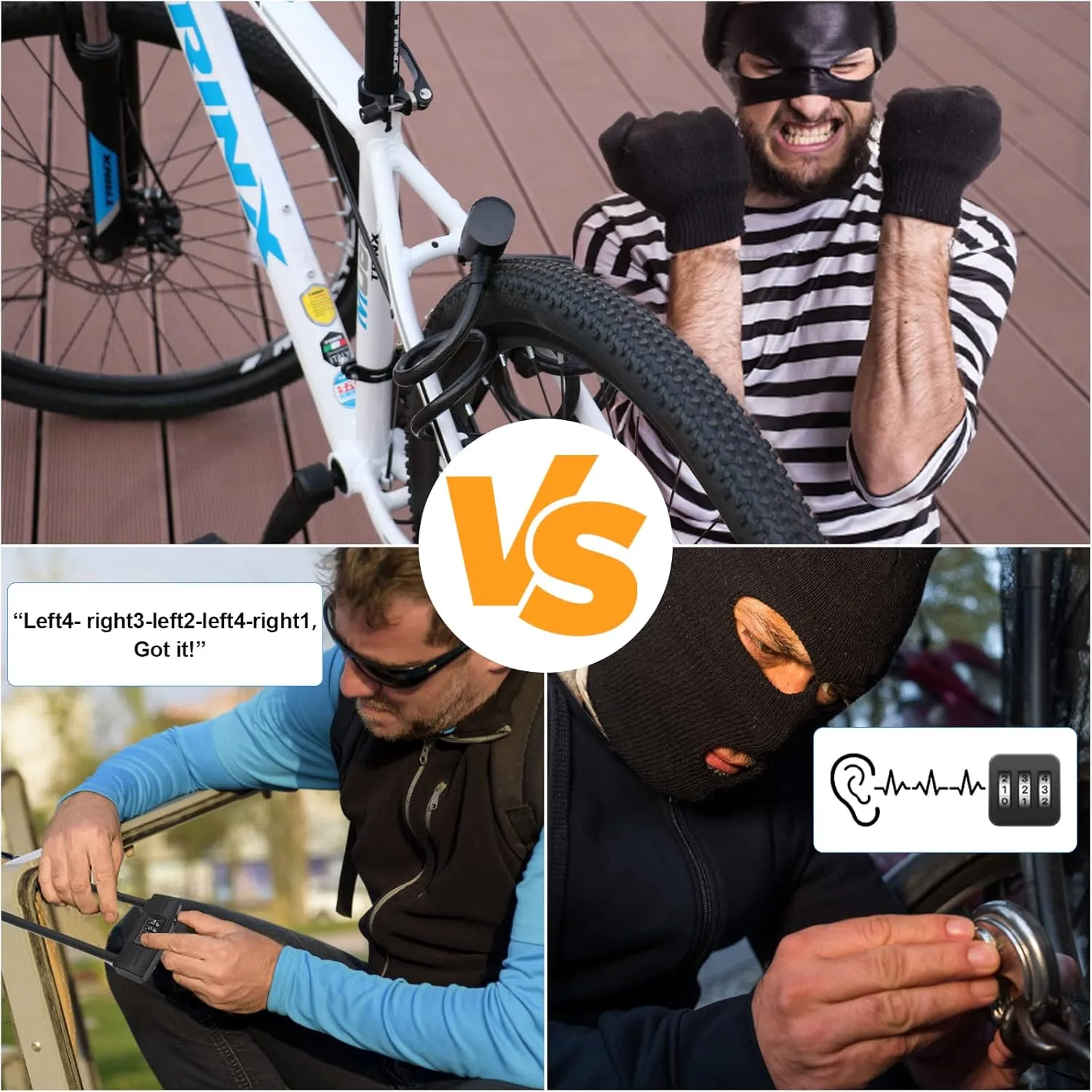 Cable Lock Keyless Waterproof Bicycle Lock eLinkSmart: 150cm Long Steel Cable Lock for Bike Scooter Motorcycle Door Fence Gate - Fingerprint Unlock Phone App Remote Authorized Support iOS Watch