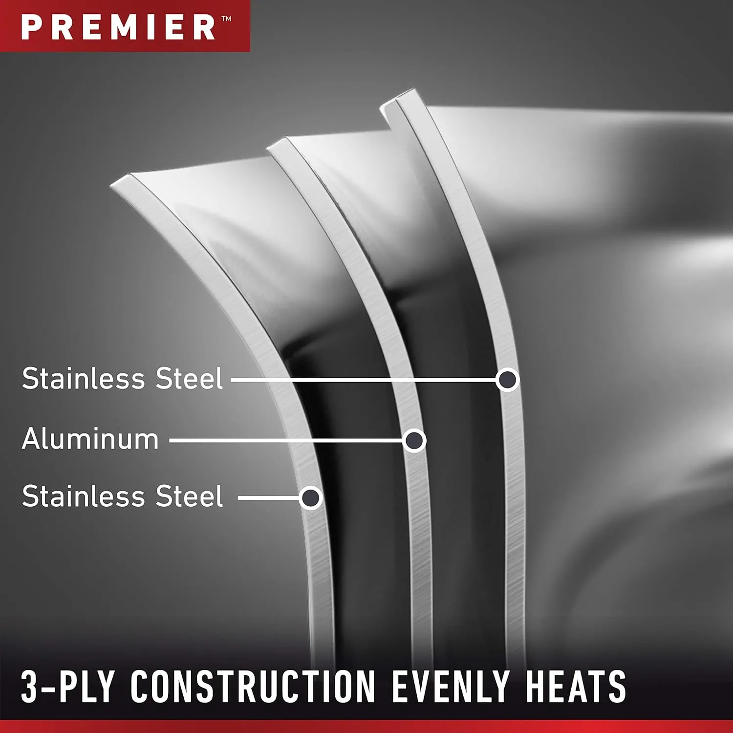 Calphalon Premier Stainless Steel 6-Quart Stock Pot with Lid, 3-Layer Metal Construction, Even Heating, Oven & Dishwasher Safe