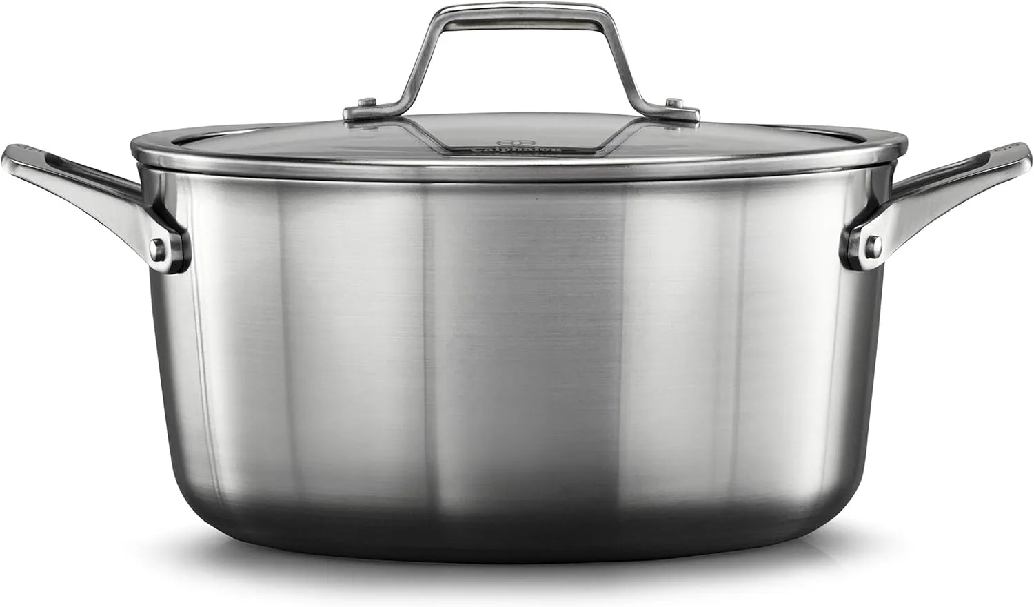 Calphalon Premier Stainless Steel 6-Quart Stock Pot with Lid, 3-Layer Metal Construction, Even Heating, Oven & Dishwasher Safe