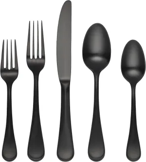 Cambridge Black Eloquence Satin Piece Flatware Set, 20 Count