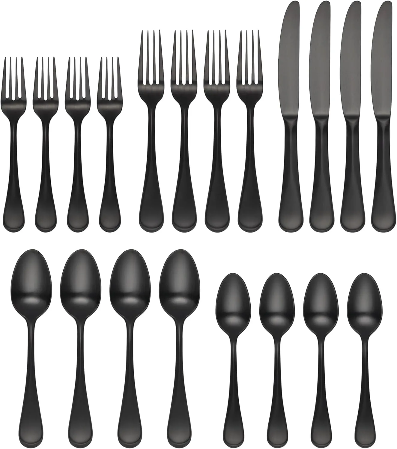 Cambridge Black Eloquence Satin Piece Flatware Set, 20 Count