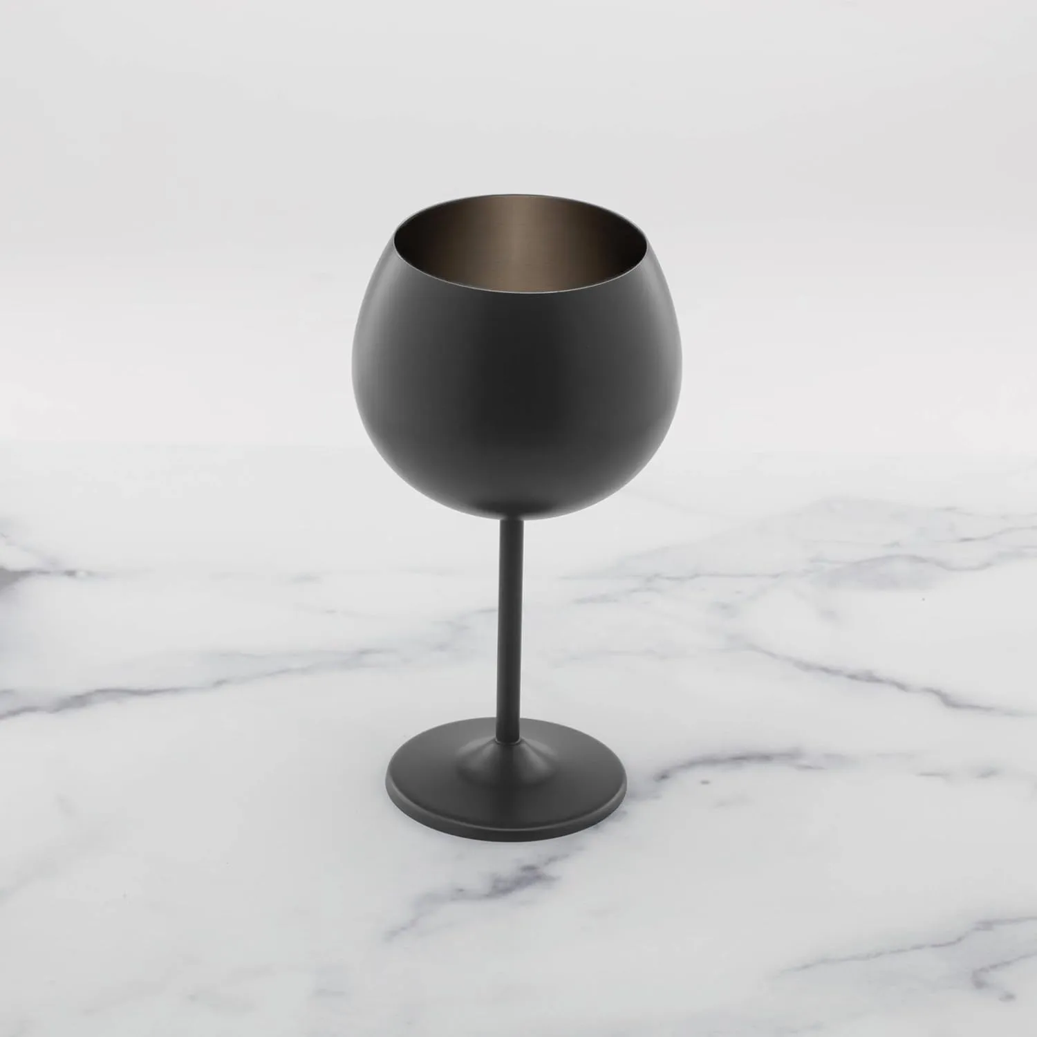 Cambridge Silversmiths 4 Piece Set of 12 oz Brushed Black Balloon-Shaped Single Wall Wine Glasses