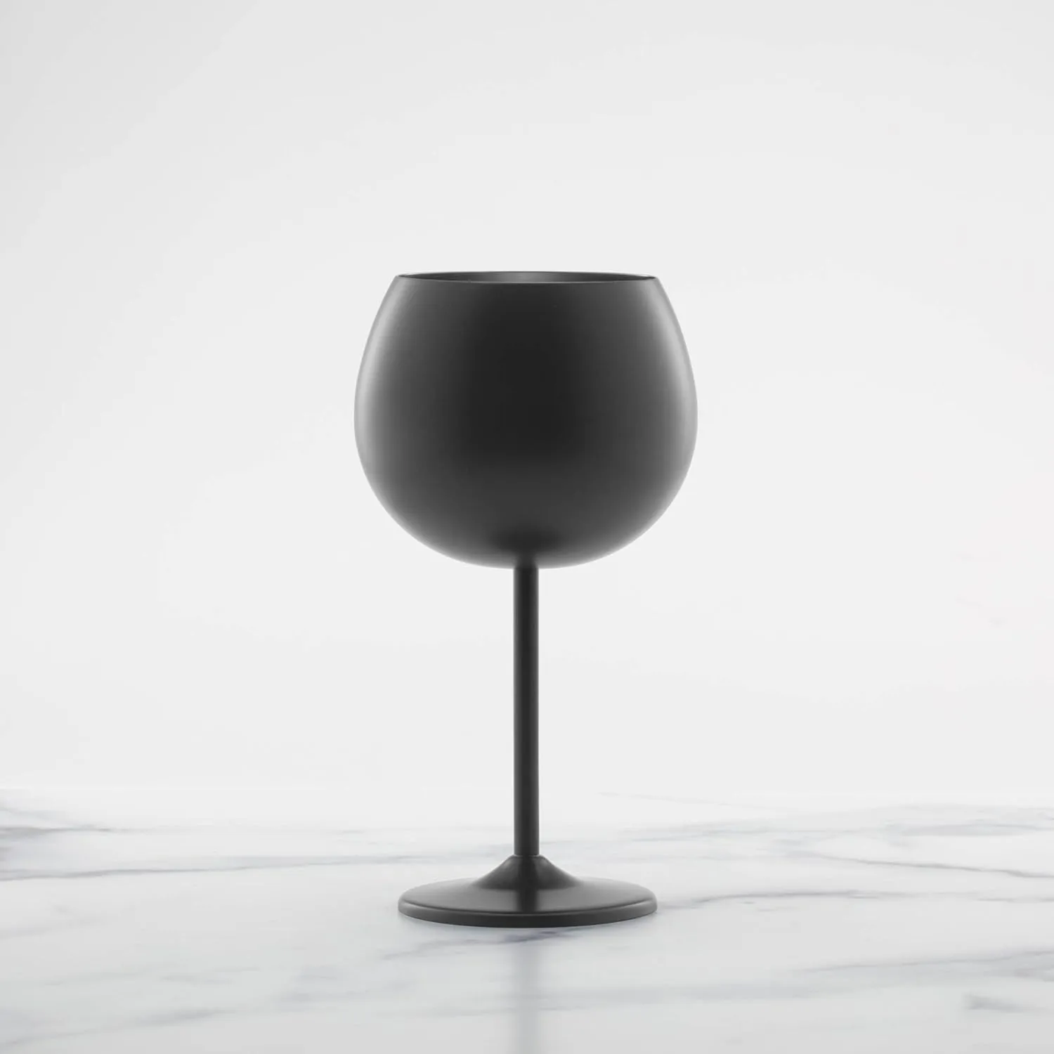 Cambridge Silversmiths 4 Piece Set of 12 oz Brushed Black Balloon-Shaped Single Wall Wine Glasses