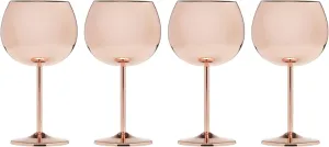 Cambridge Silversmiths 4 Piece Set of 12 oz Copper Balloon-Shaped Single Wall Wine Glasses