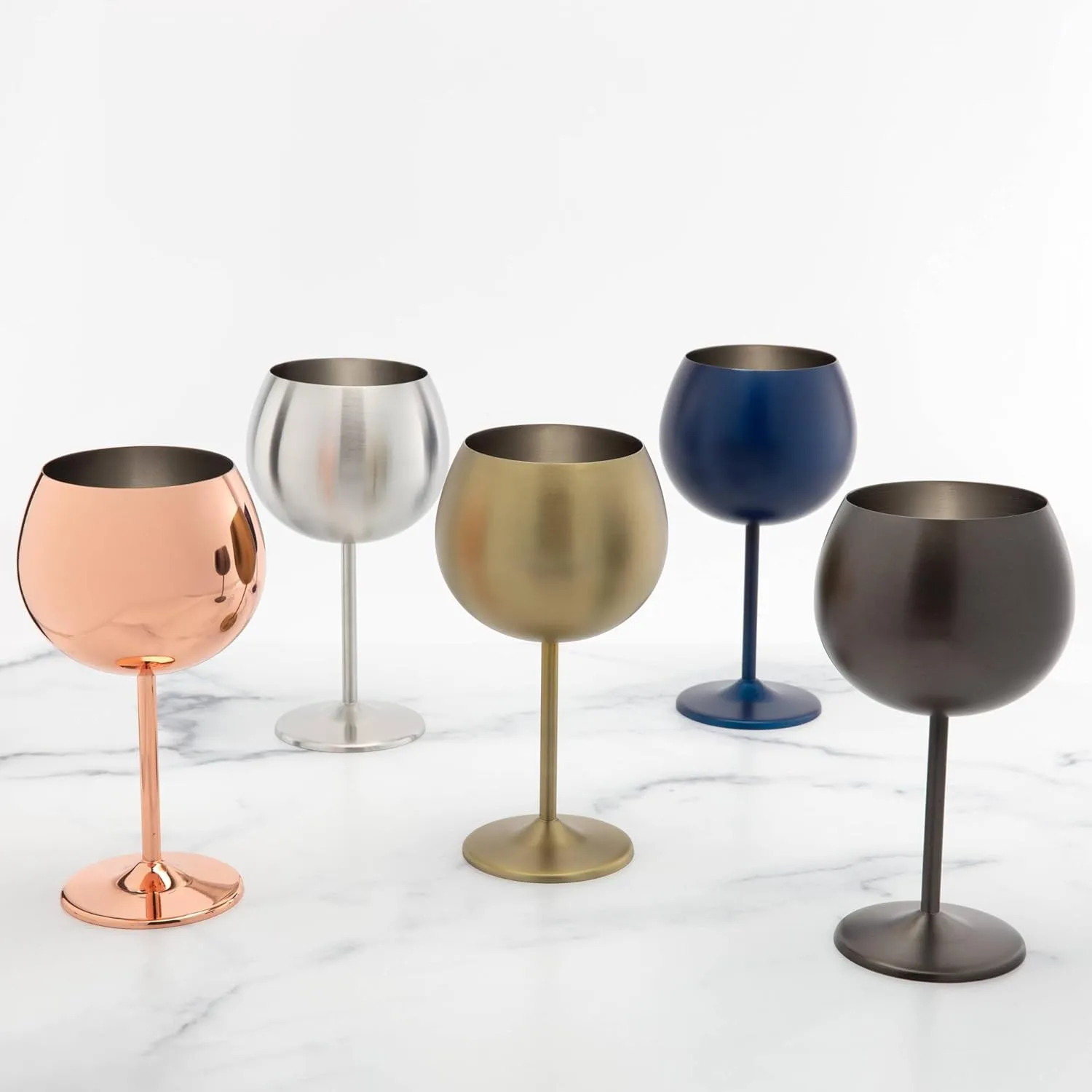 Cambridge Silversmiths 4 Piece Set of 12 oz Navy Balloon-Shaped Single Wall Wine Glasses
