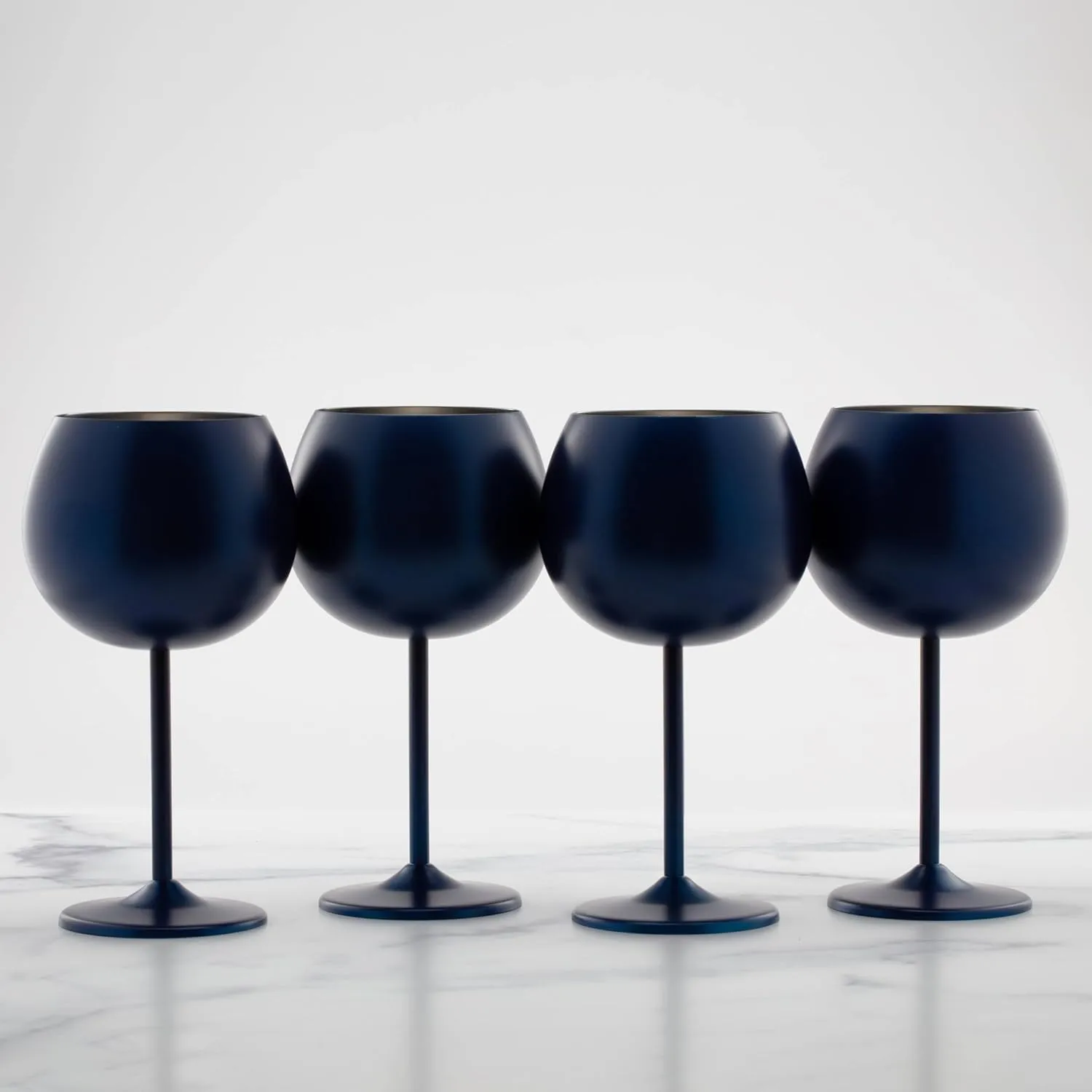 Cambridge Silversmiths 4 Piece Set of 12 oz Navy Balloon-Shaped Single Wall Wine Glasses