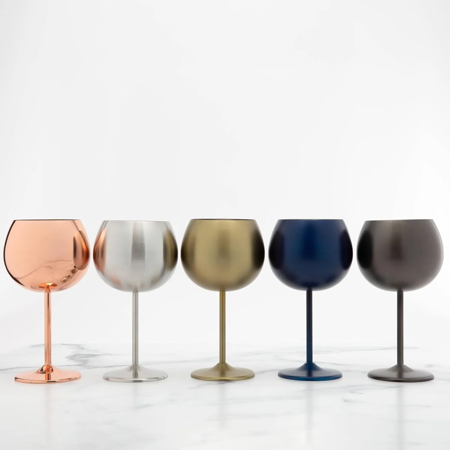 Cambridge Silversmiths 4 Piece Set of 12 oz Navy Balloon-Shaped Single Wall Wine Glasses