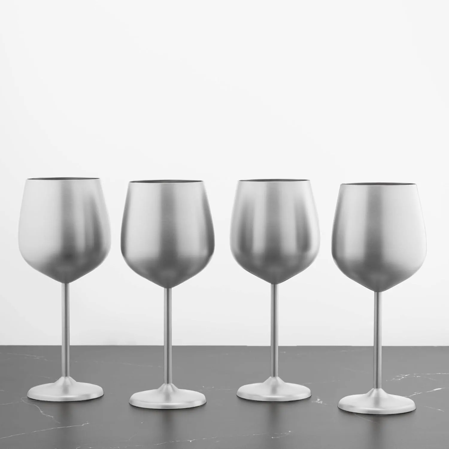 Cambridge Silversmiths 4 Piece Set of 18 oz Stainless Steel All Purpose Single Wall Wine Glasses