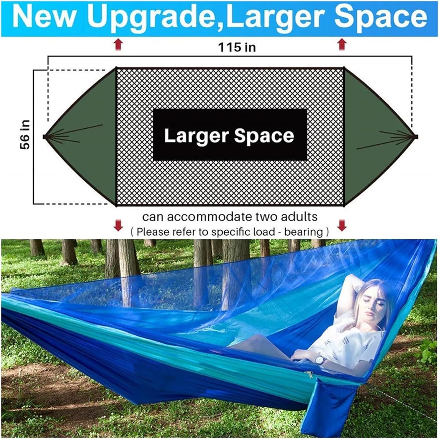 Camp Camping Hammock with Mosquito Net Portable Parachute 6 Strap Double Travel Hammock,Outdoor Backpacking Hammock Swing Chair Strong, Army Green