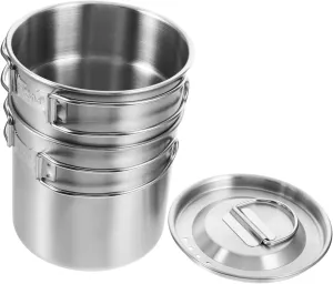 Camping Cooking Equipment Set Stainless Steel Camping Pot Set Outdoor Water Cup Metal Drinking Cup for Birthday