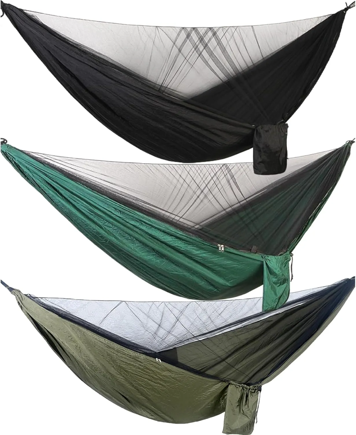 Camping Hammock 114x55 Inch Double Hammock Tent with Anti-Sting Mesh & Side Pocket Portable Nylon Hanging Bed with Set-Up Accessories & Storage Bag, Black Camping