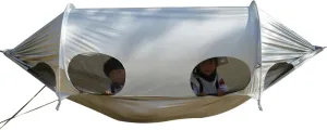 Camping Hammock - 140cm Parachute Hammock | Nylon Camping Hammock Tent | Outdoor Double Hammock with Net Sunshade Storage Bag and Aluminum Frame for Travel, Hiking & Backyard