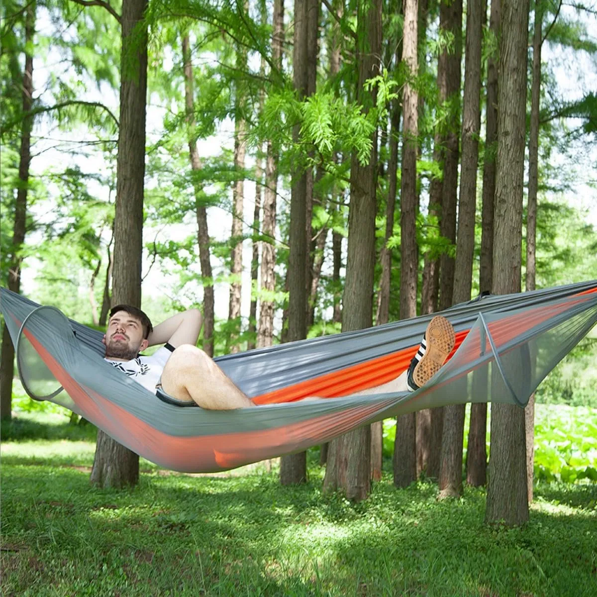 Camping Hammock, Breathable Camping Hammock Tear Resistant, Great for Outdoor Enthusiasts(Pink,260 * 140cm)