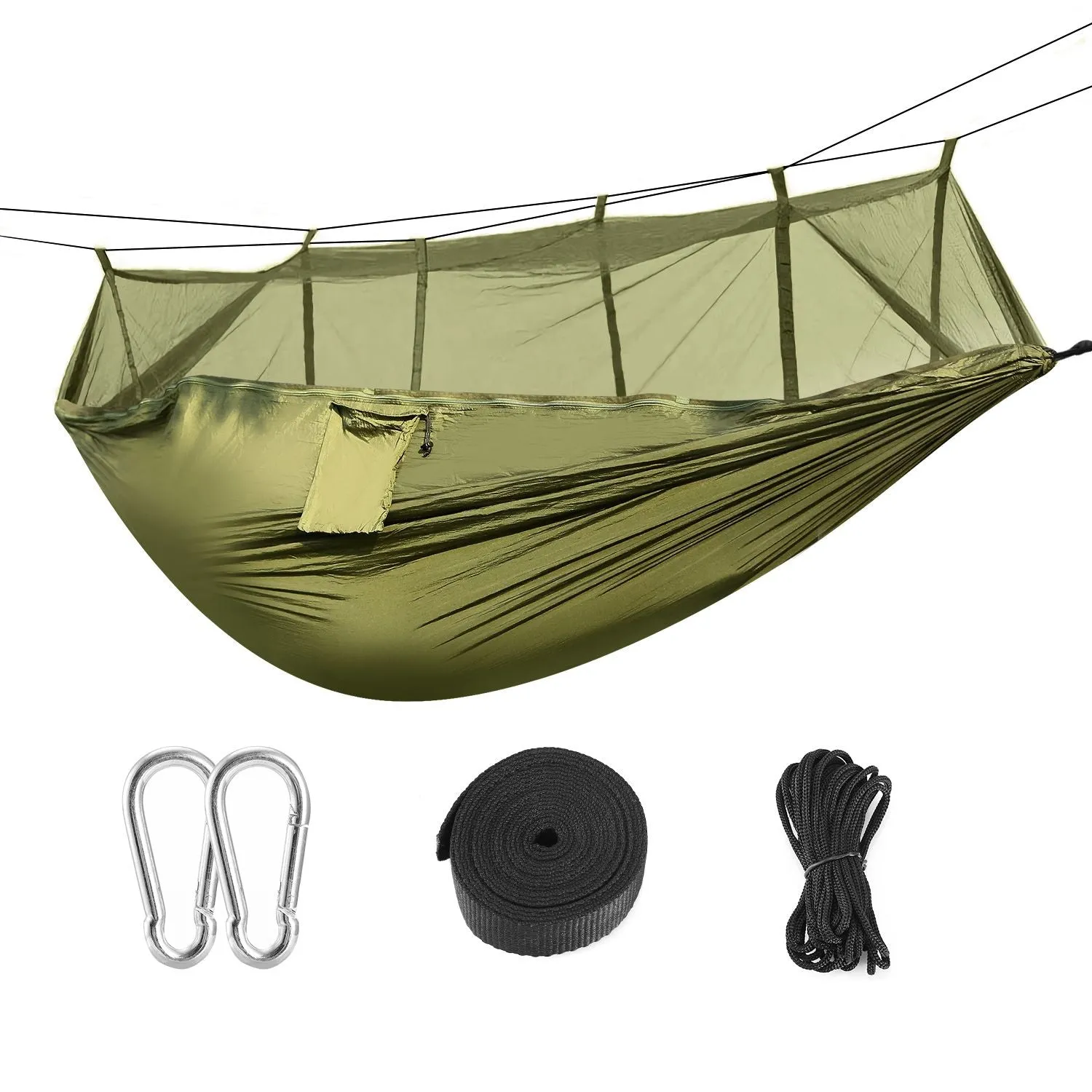 Camping Hammock Expedited delivery Outdoor Nylon Net Hommock 600lbs Mosquito Hiking Secure with Hanging 2 Load Persons Bed Portable Swing