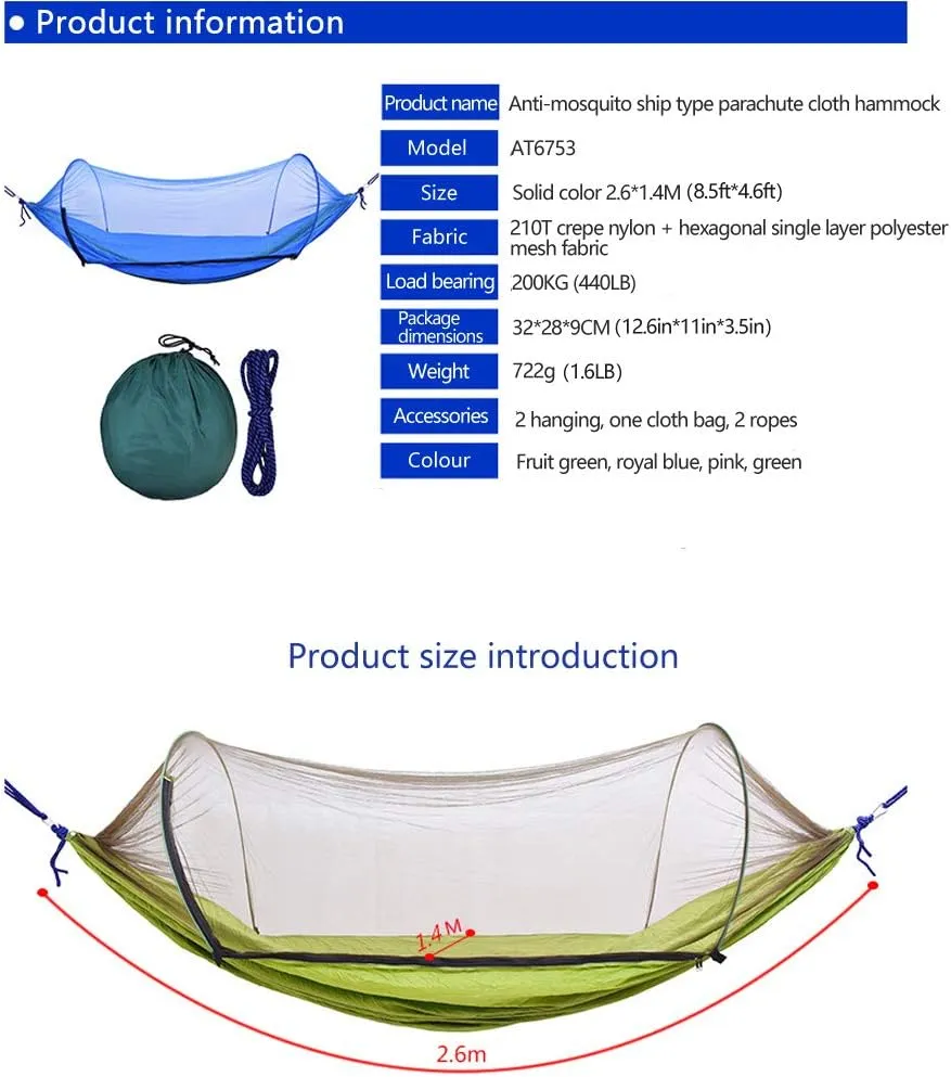 Camping Hammock Outdoor Strap Mosquito net Hammock Mountaineering Camping Mosquito Hammock Portable Hammock