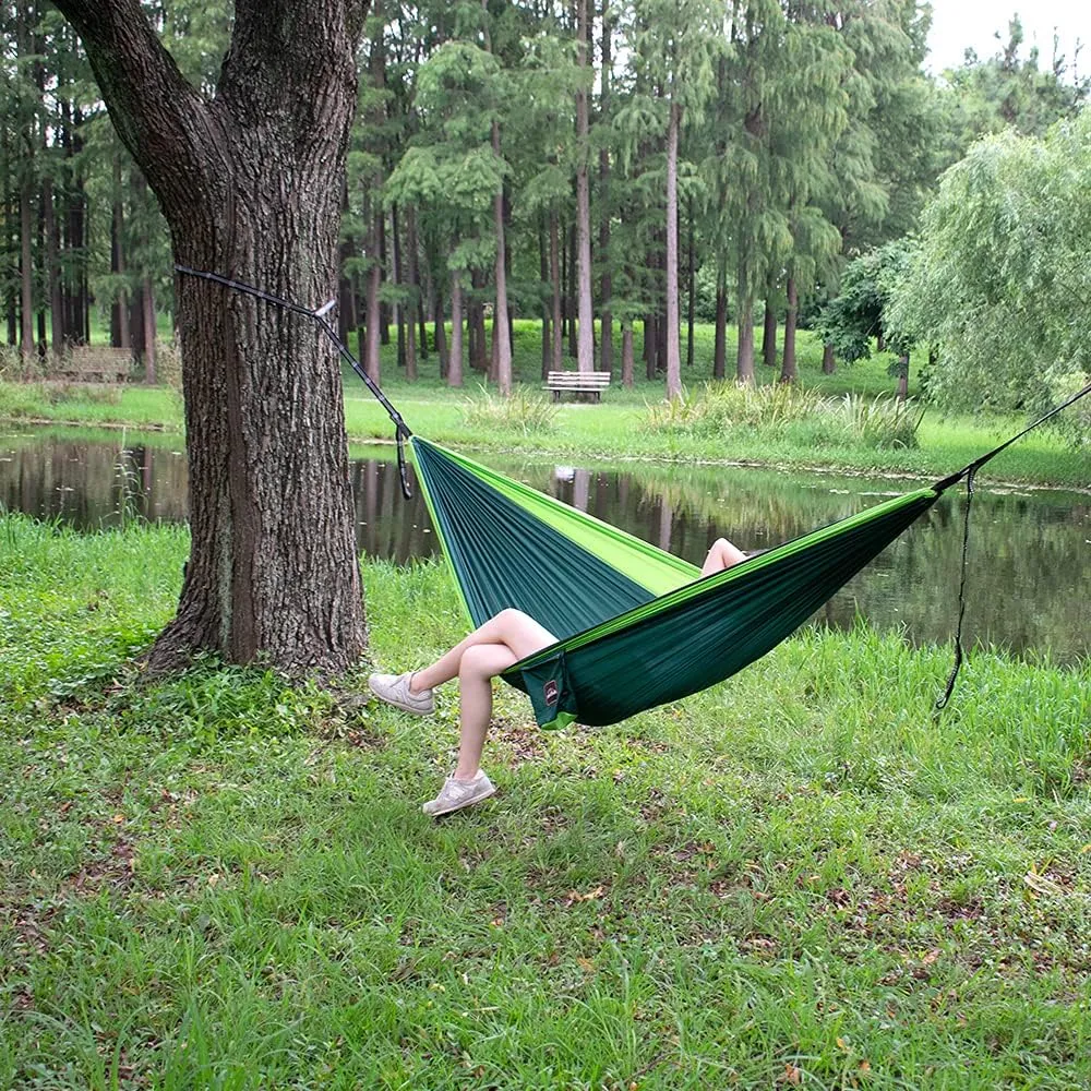 Camping Hammock, Super Lightweight Portable Parachute Hammock with Two Tree Straps Single or Double Nylon Travel Tree Hammocks for Camping Backpacking Hiking