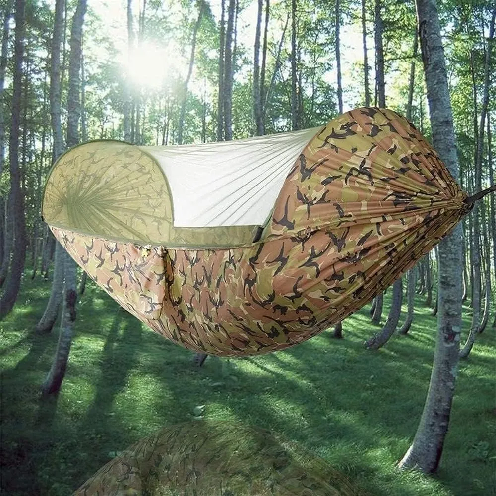 Camping Hammock with Mosquito Net 2 in 1 Hanging Hammock Lightweight Portable Swing Sleeping Hammock for Travel(Color:Black)