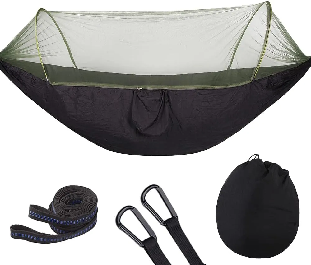 Camping Hammock with Mosquito Net, Portable Hammock Single & Double with Tree Straps, for Backpacking Hiking Travel Outdoor