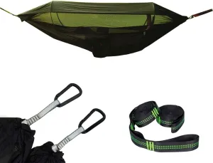 Camping Hammock with Mosquito/Bug Net with Rain Cover, Hanging Hammocks with Tree Straps, Portable Nylon Parachute Hammock Bed for Outdoor Travel,Backpacking,Backyard,Patio,Hiking,Yard,Beach,Gift