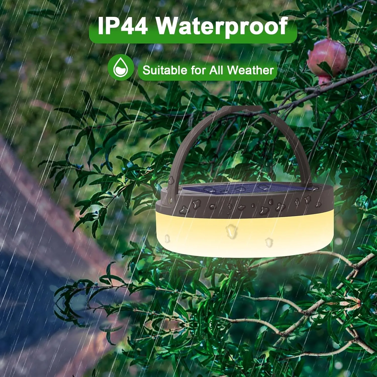 Camping String Light 4 in 1 Retractable 42ft Solar /USB Rechargeable 3600mAh Waterproof Hanging Outdoor Camping Lantern with 8 Lighting Modes, Portable Tent Lights for Hiking, Yard, RV (Warm Light)