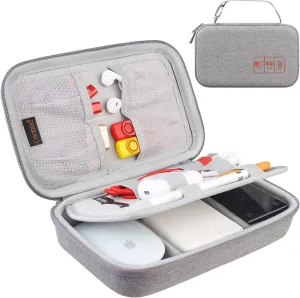 Canboc Hard Electronic Organizer Travel Case Electronics Accessories Cable Gadget Wire Storage Bag Double Layer Shockproof Box for Charger, Cord, Flash Drive, Apple Pencil, Power Bank, Grey