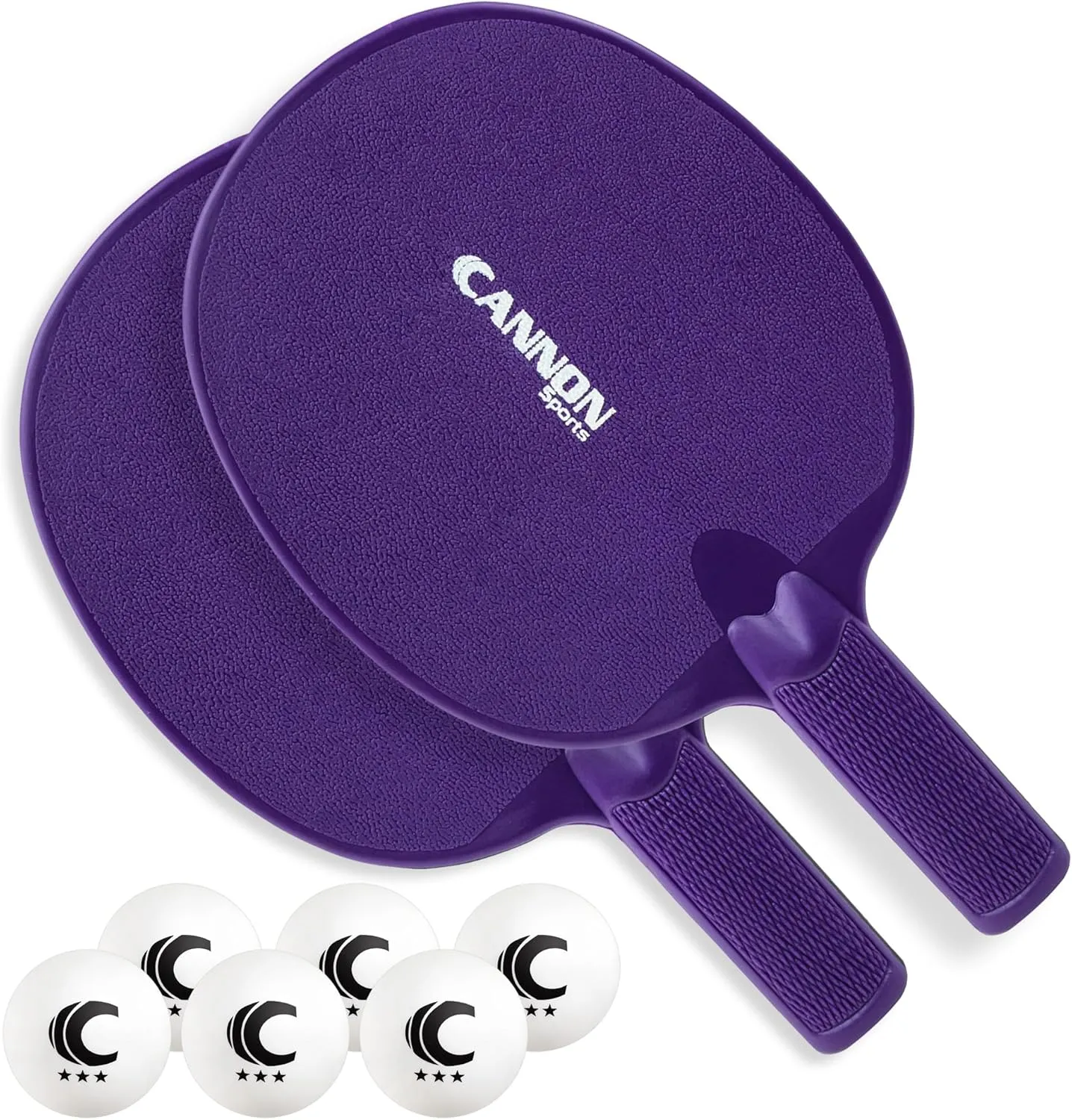Cannon Sports Unbreakable Table Tennis Paddle Set - 2 or 4 Table Tennis Rackets with 6 Pack of 3-Star Table Tennis Balls – Portable Set for 2-4 Players
