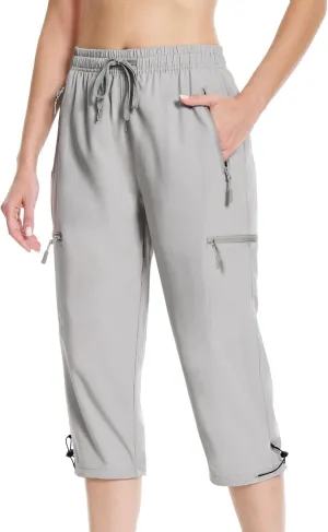 Capri Pants for Women Lightweight Quick Dry Cargo Hiking Pants Capris Joggers Summer with Zipper Pockets