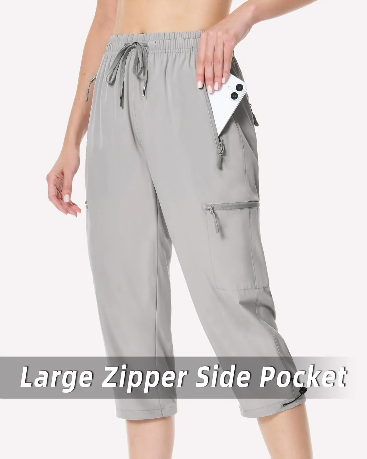 Capri Pants for Women Lightweight Quick Dry Cargo Hiking Pants Capris Joggers Summer with Zipper Pockets