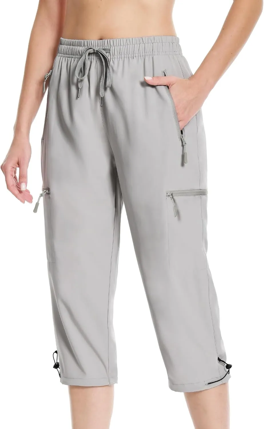 Capri Pants for Women Lightweight Quick Dry Cargo Hiking Pants Capris Joggers Summer with Zipper Pockets