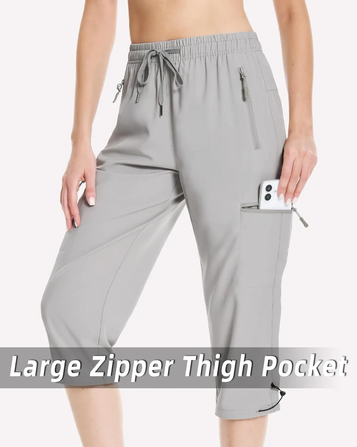 Capri Pants for Women Lightweight Quick Dry Cargo Hiking Pants Capris Joggers Summer with Zipper Pockets
