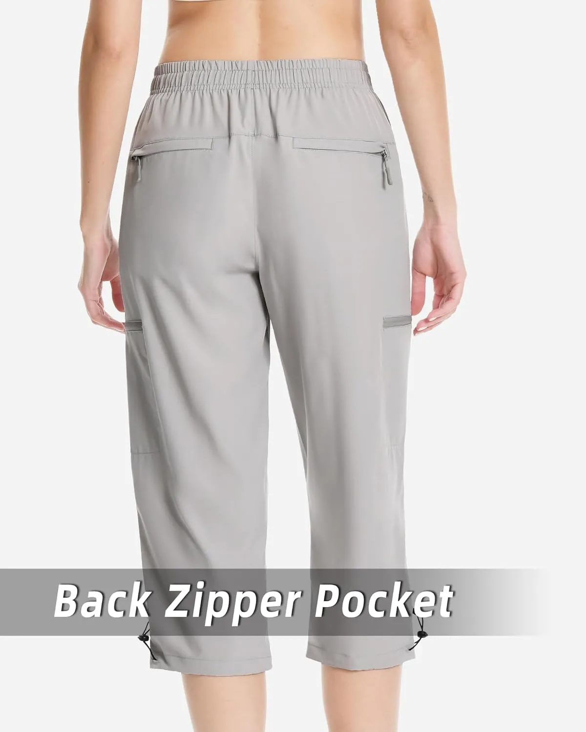 Capri Pants for Women Lightweight Quick Dry Cargo Hiking Pants Capris Joggers Summer with Zipper Pockets