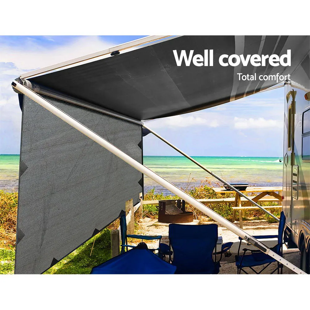 Caravan Privacy Screen 4X1.95M End Wall Side Sun Shade, Grey