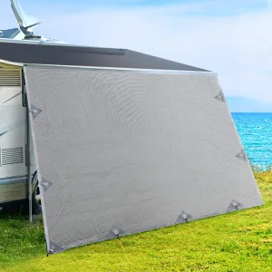 Caravan Privacy Screen 4X1.95M End Wall Side Sun Shade, Grey