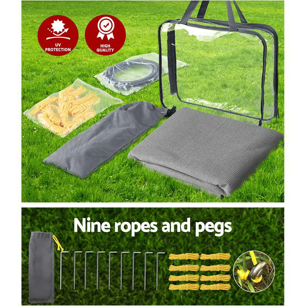Caravan Privacy Screen 4X1.95M End Wall Side Sun Shade, Grey