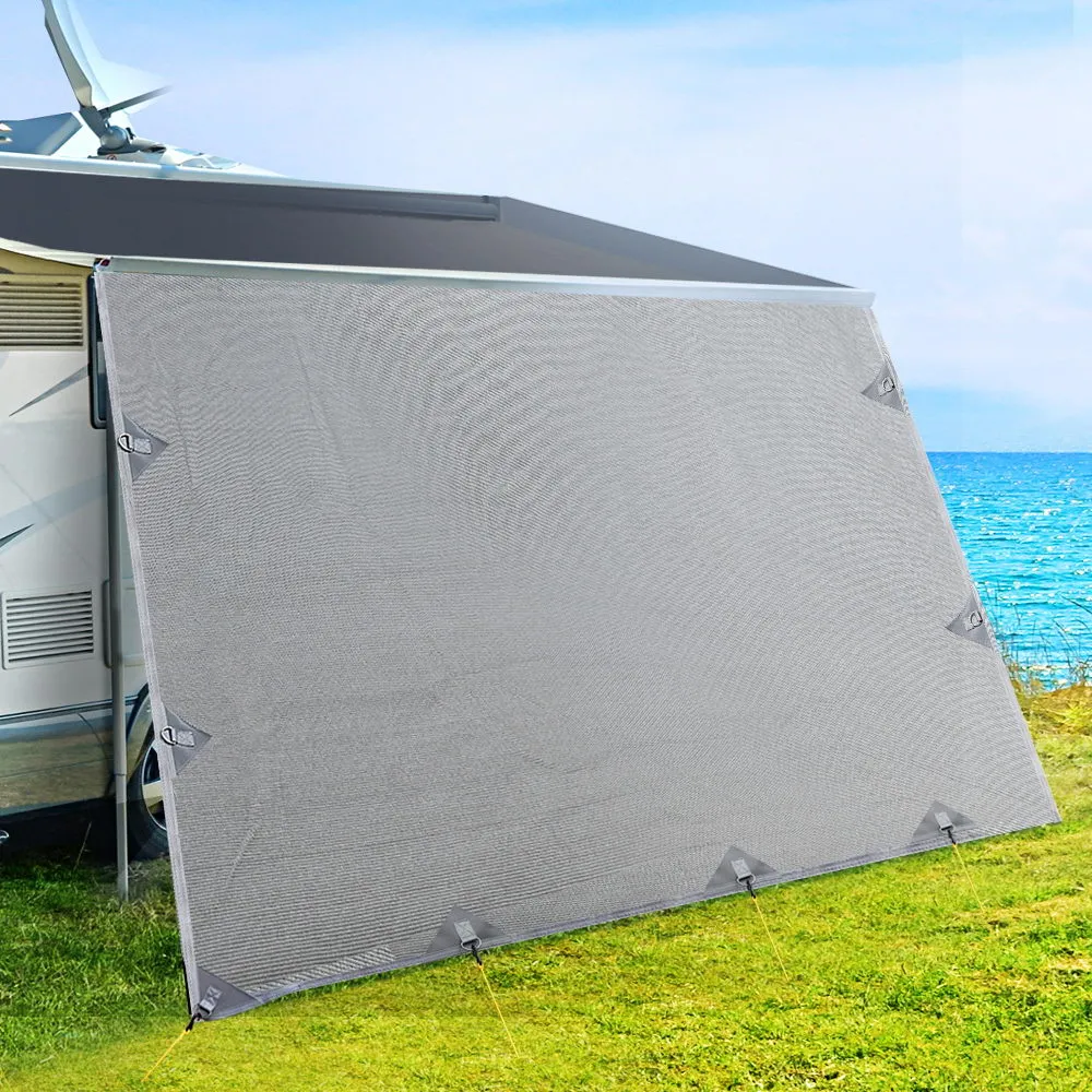 Caravan Privacy Screen 4X1.95M End Wall Side Sun Shade, Grey
